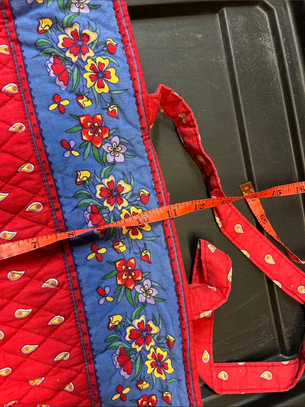 Source Unknown Vibrant Red Tote with Blue Floral‎ Design - Picture 8 of 8